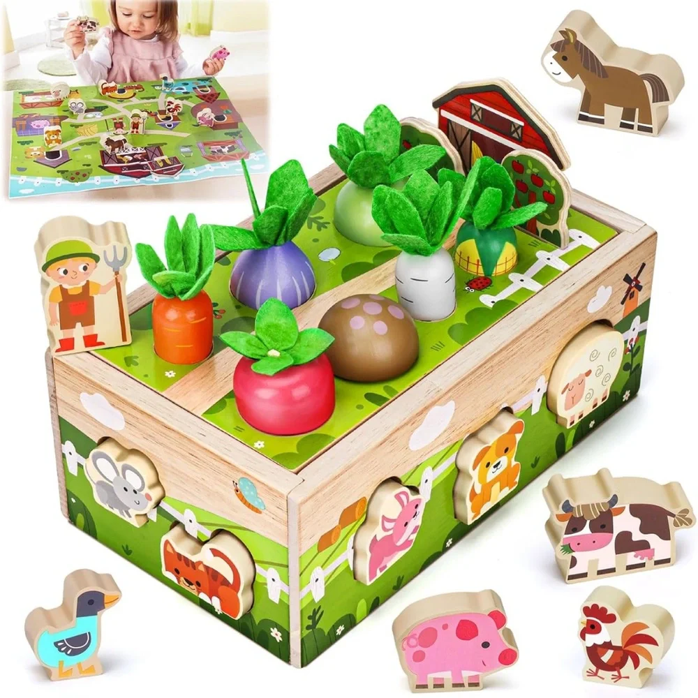 Montessori farm animal shape sorter toy.